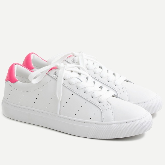 J. Crew Shoes - J.Crew Saturday Leather Sneakers - White/Pink Size 6W BRAND NEW